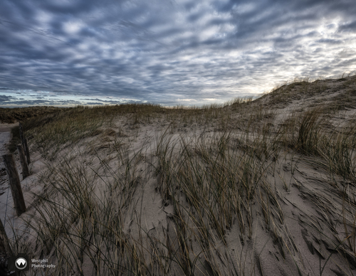 Duinen met dreigende wolken